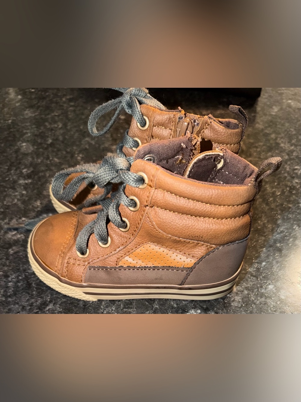 Gap Kids Brown High-Top Sneakers with Gray Laces